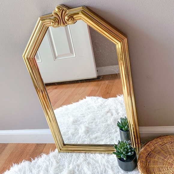 Vintage MCM Home Interiors Homco Faux Brass Mirror